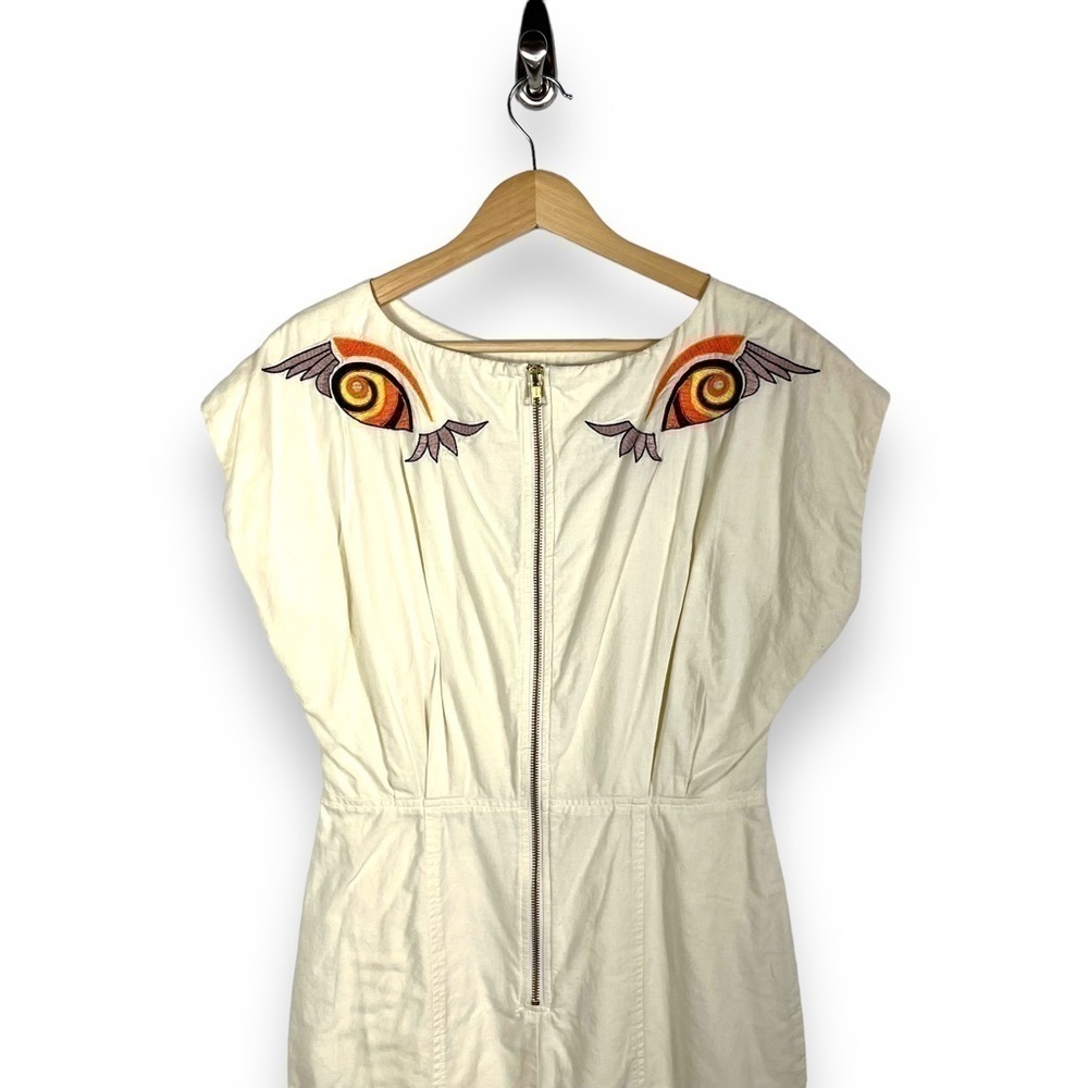 French Connection Cream Mini Dress with Vibrant Embroidery - Picture 11 of 12